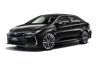 A black Toyota Corolla sedan.