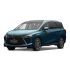 A teal MPV with a bold front grille and panoramic sunroof is showcased against a plain background, highlighting its modern and spacious design.