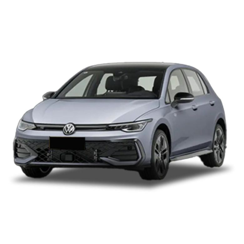 A light gray Volkswagen hatchback with a sleek design.