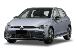 A light gray Volkswagen hatchback with a sleek design.