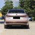 Rear view of a pink Volkswagen Passat Pro sedan parked on a road, with trees and buildings in the background.