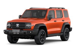 An orange off - road SUV with black accents.
