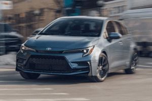 Sleek Toyota Corolla: sporty design, agile performance, and reliable efficiency for urban commutes.