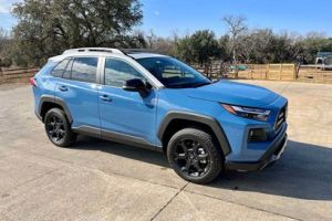 Three-quarter view of the right front side of the 2023 Toyota RAV4 TRD Off-Road