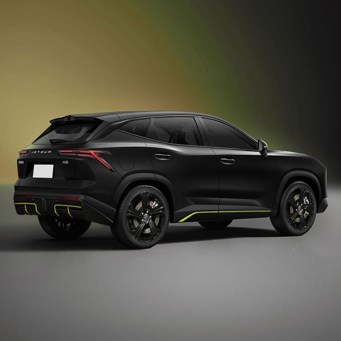Rear view of a black Jetour SUV