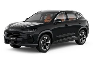 A black Jetour Dashing SUV with orange interior seats.