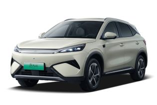 A light - colored BYD Yuan Plus electric SUV.