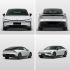 Four views (front, rear, side - rear, side - front) of a white Xpeng P7 electric car.