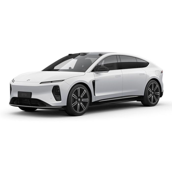 A white NIO ET9 electric car.