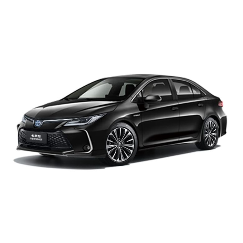 A black Toyota Corolla sedan.