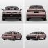 Four views (front, rear, side - rear, side - front) of a pink Volkswagen Passat Pro sedan.