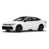 A sleek white Volkswagen sedan with black wheels, showcasing a modern and stylish design.
