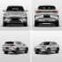 A four-view collage of a silver BYD SUV, presenting front, rear, side-rear, and side-front perspectives, highlighting its sleek and modern design.