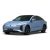 A light blue electric sedan with a sleek, modern design, featuring a black roof, distinctive headlights, and black alloy wheels, presented against a plain white background.
