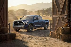 2026 Toyota Tundra in front of the farm warehouse