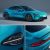 Multiple views of turquoise Xiaomi SU7, showcasing exterior details.