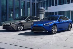 Toyota Mirai Heavy Metal and Hydro Blue paint version Front Three-Quarter
