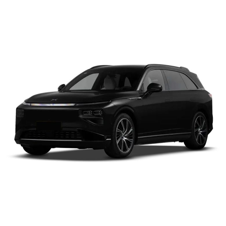 A black Xpeng electric SUV with a sleek, modern design.