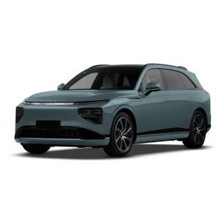A light blue Xpeng electric SUV with a sleek, modern design.