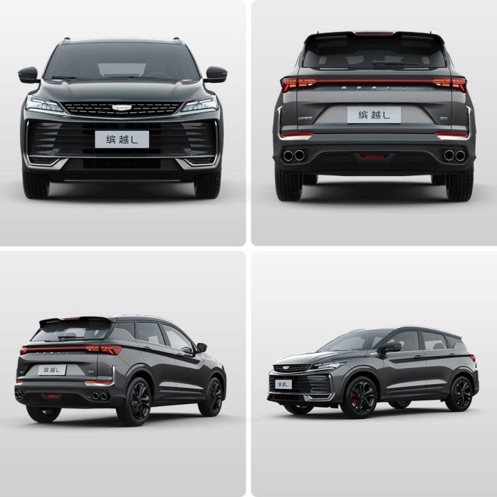 Four views of Geely BinYue L SUV.