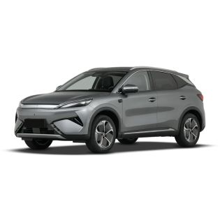 A silver BYD Yuan Plus electric SUV.