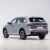 Rear side view of a silver Geely SUV.