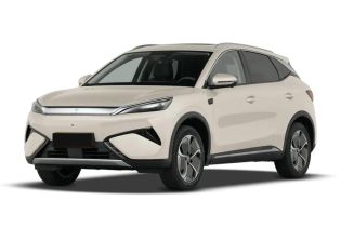 A light - colored BYD Yuan Plus electric SUV.