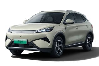 A light - colored BYD Yuan Plus electric SUV.