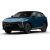 A deep blue SUV with a black roof, presented at a dynamic angle against a plain white background, highlighting its modern, sleek design and stylish black alloy wheels.