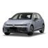 A light gray Volkswagen hatchback with a sleek design.
