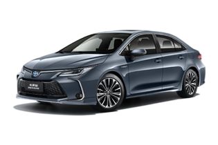 A blue Toyota Corolla sedan.