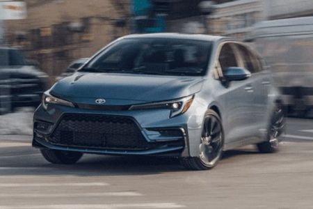 Sleek Toyota Corolla: sporty design, agile performance, and reliable efficiency for urban commutes.