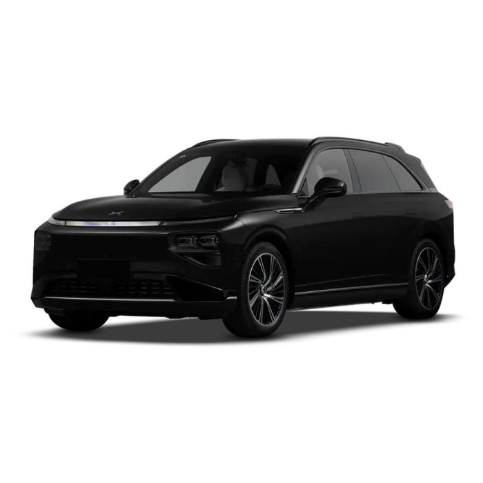 A black Xpeng electric SUV with a sleek, modern design.