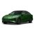 A green electric sedan with a sleek, modern design, featuring a black roof, distinctive headlights, and black alloy wheels, presented against a plain white background.