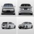 Four views (front, rear, side - rear, side - front) of a white SUV.