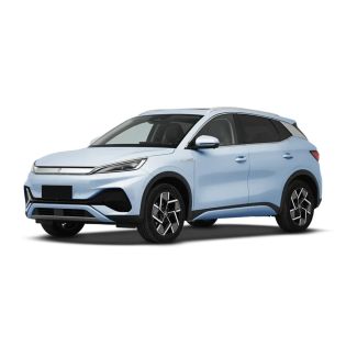 A light blue BYD Yuan Plus electric SUV.