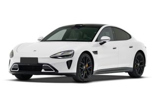 A white sports car with a sleek design.