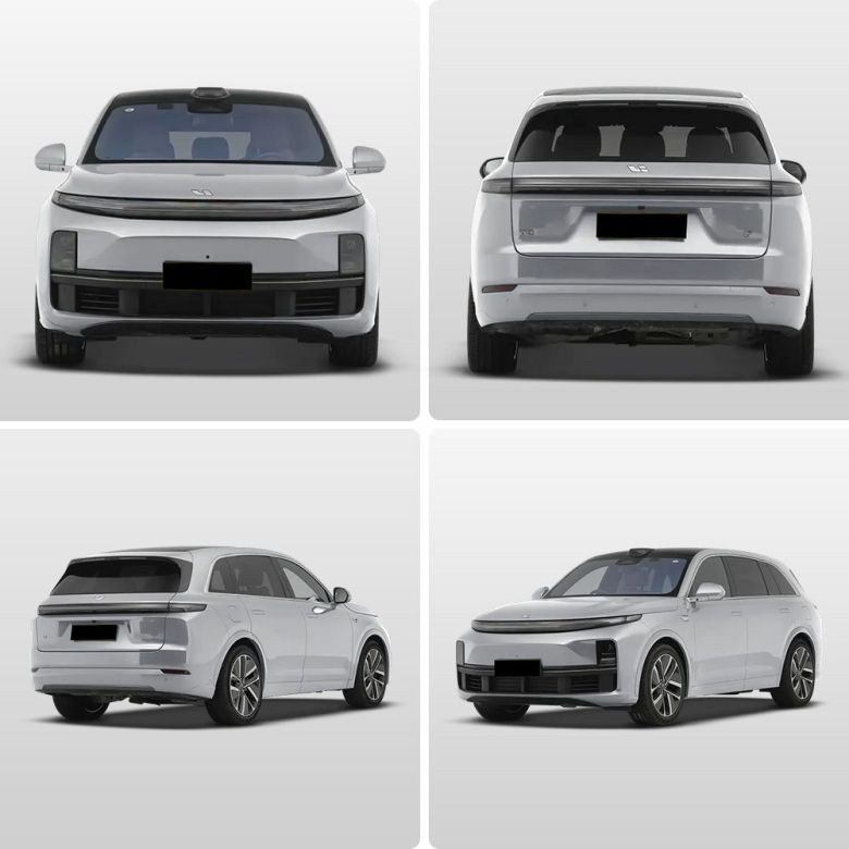 Four views (front, rear, side - rear, side - front) of a white SUV.