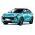 A turquoise SUV with a black roof, featuring a bold grille and sleek LED headlights, presented against a plain white background to highlight its modern and dynamic design.
