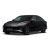 A black electric sedan with a sleek, modern design, featuring a black roof, distinctive headlights, and black alloy wheels, presented against a plain white background.