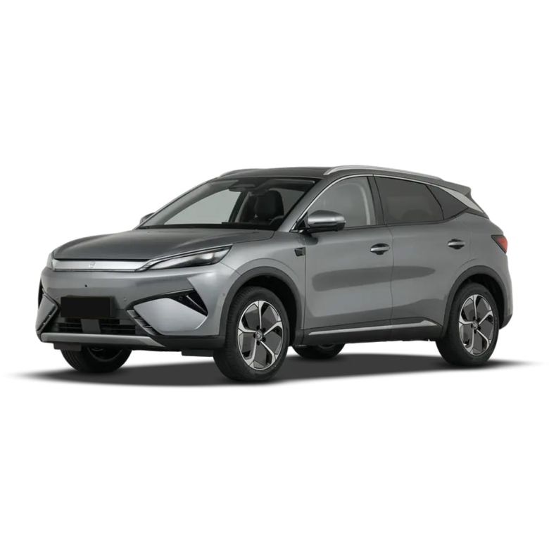 A silver BYD Yuan Plus electric SUV.