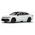 A sleek white Volkswagen sedan with black wheels and a modern design.