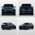 Four views (front, rear, side - rear, side - front) of a blue Xpeng electric SUV.
