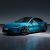 A blue Xiaomi SU7 car in a studio setting.
