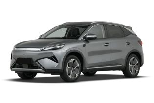 A silver BYD Yuan Plus electric SUV.