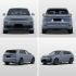 Four views (front, rear, side - rear, side - front) of a light blue SUV.