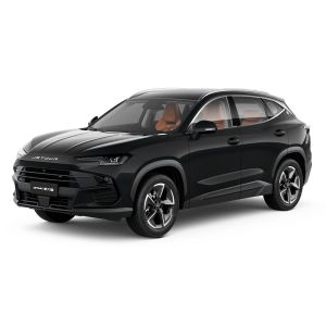 A black Jetour Dashing SUV with orange interior seats.