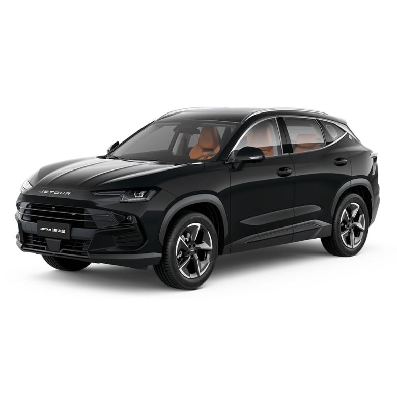 A black Jetour Dashing SUV with orange interior seats.