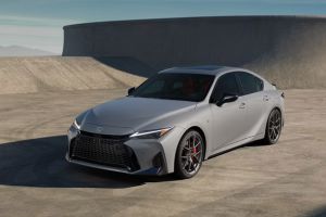 Three-quarter view of the front side of the 2026 Lexus IS 350 F SPORT