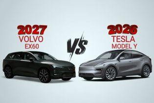Head-to-head comparison of new Volvo EX60 and Tesla Model Y EV crossovers